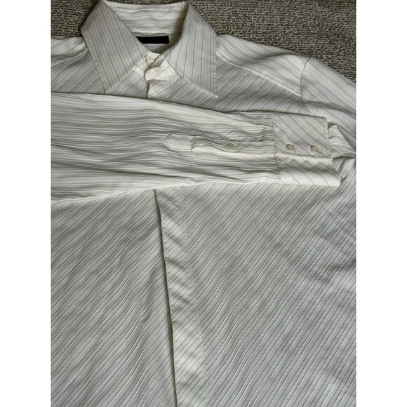 7 Diamonds Dress Shirt Men’s L White Striped Textured Button Up - Picture 2 of 7
